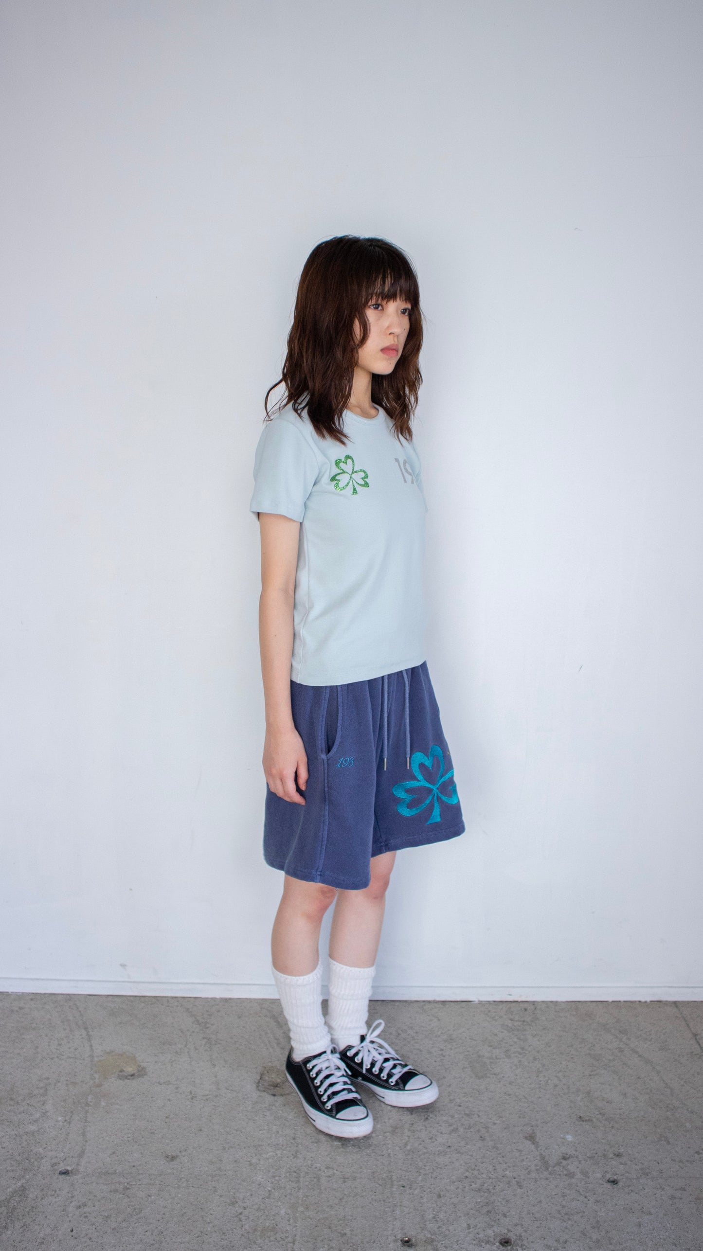 193 Clover pigment sweat shorts (navy)