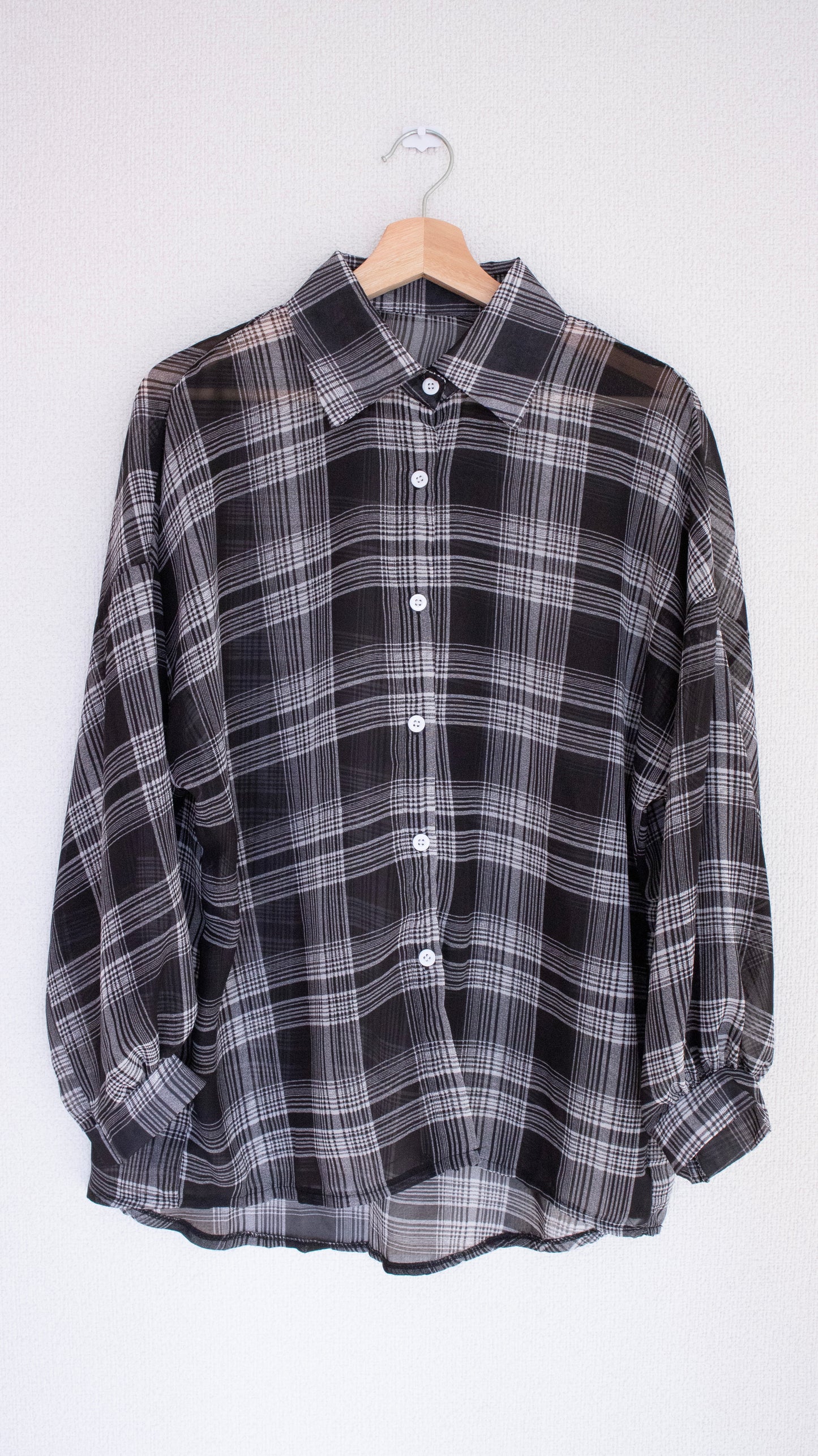 Sheer check shirts (black)