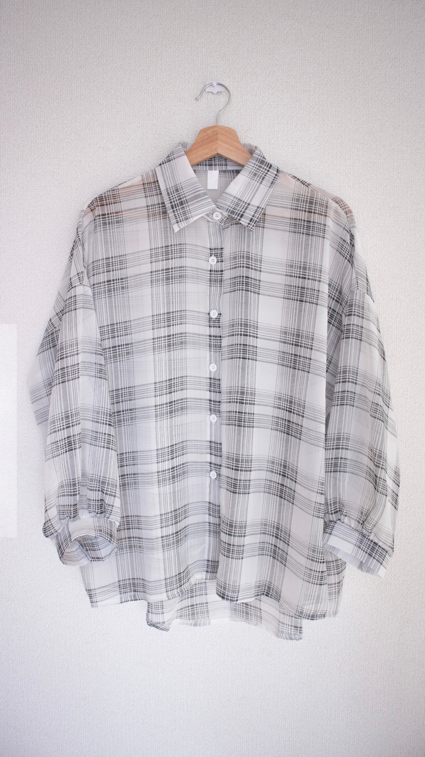 Sheer check shirts (ivory)