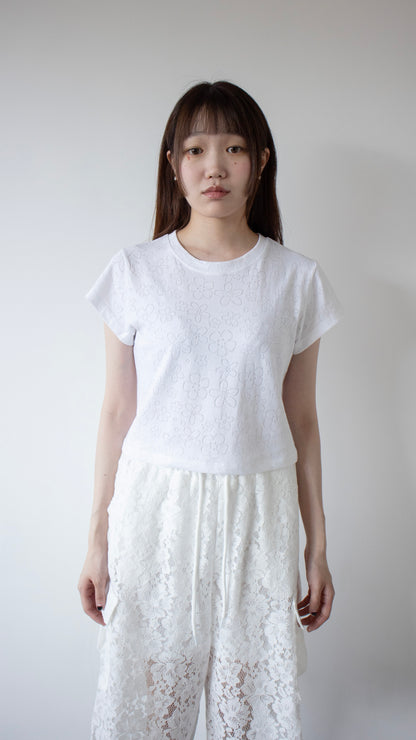 Flower eyelet t-shirt (white)