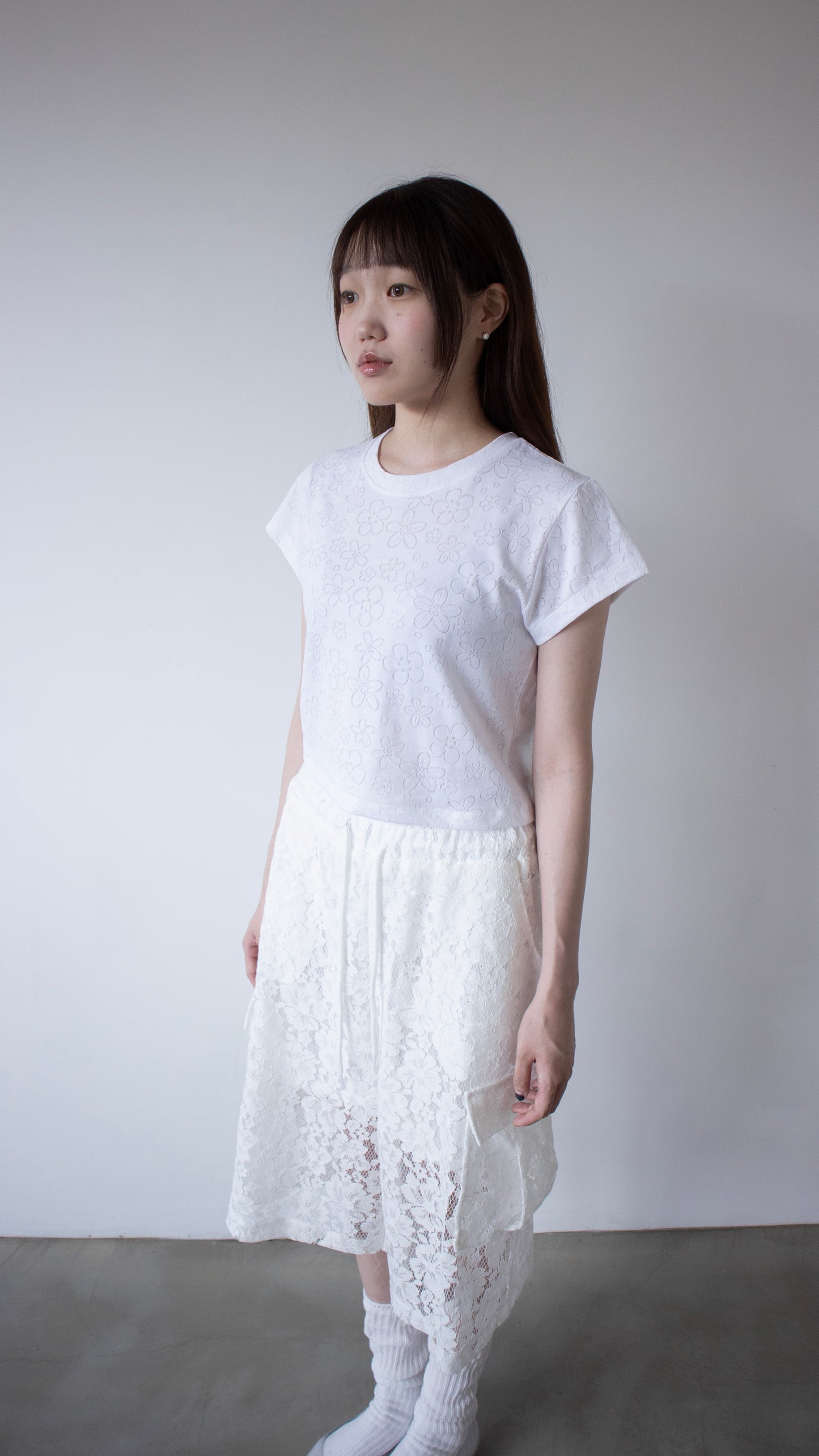 Flower eyelet t-shirt (white)