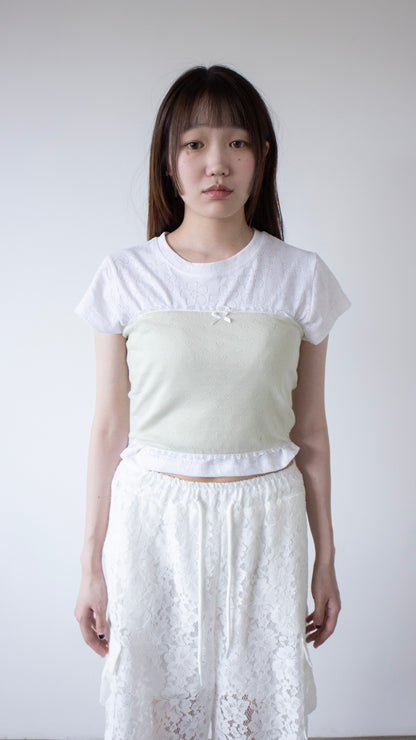 Heart eyelet tube top (mint)