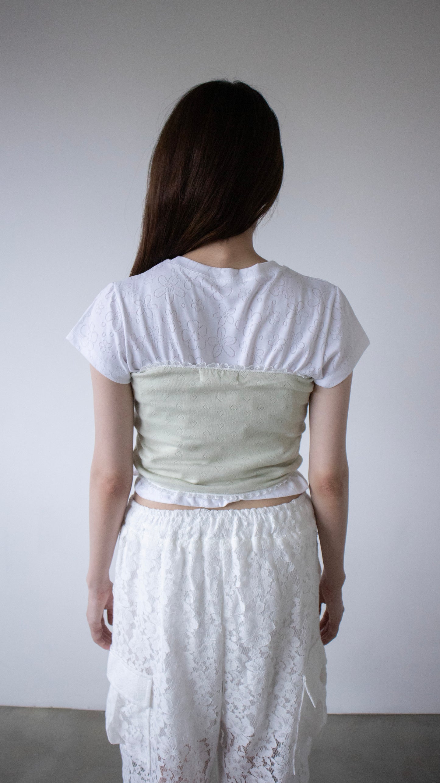 Heart eyelet tube top (mint)