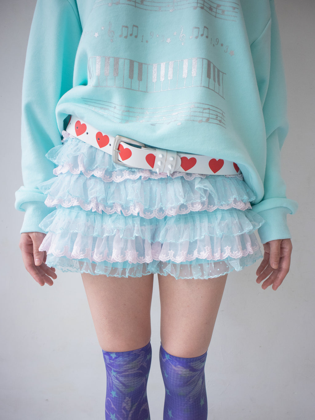 Love Studded Leather Belt (White)