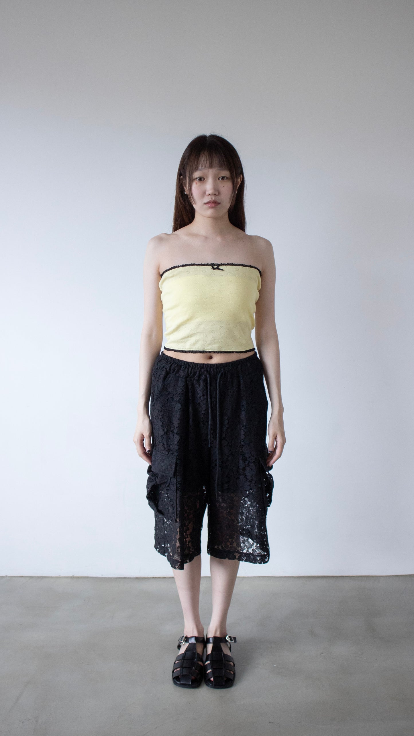 Heart eyelet tube top (yellow)