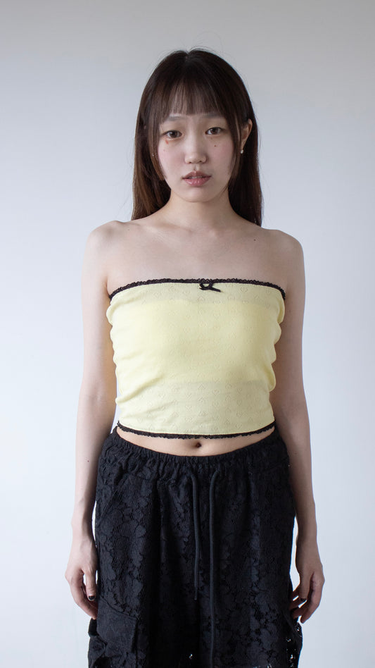 Heart eyelet tube top (yellow)