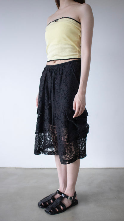 Lace cargo shorts (black)