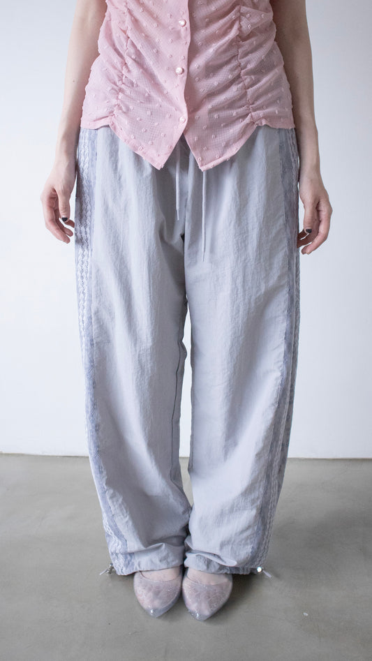 Lace nylon track pants (gray)