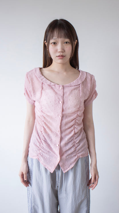 French knot sheer blouse (pink)