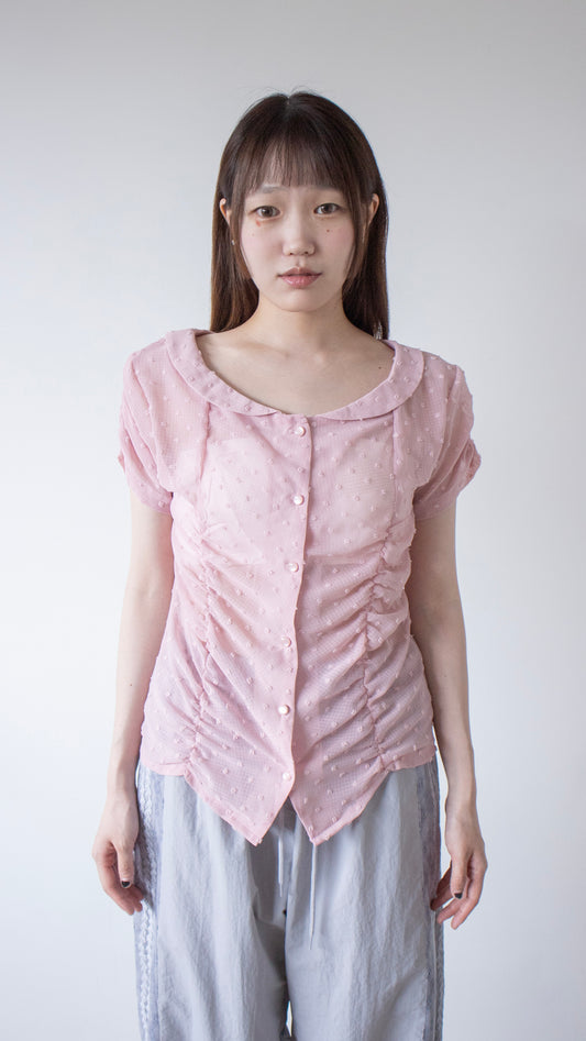 French knot sheer blouse (pink)