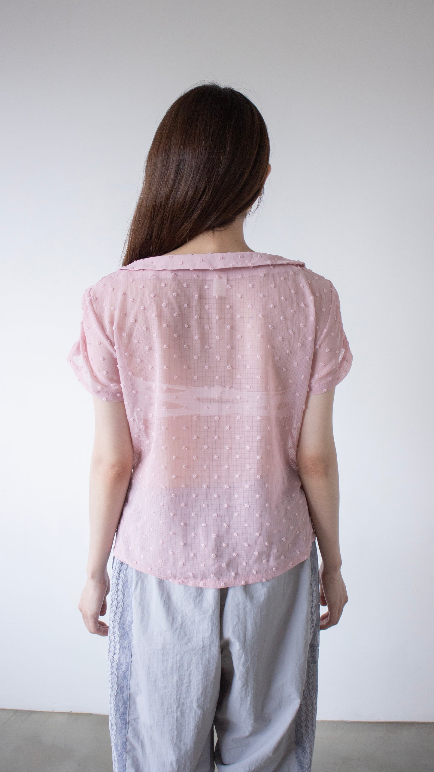 French knot sheer blouse (pink)