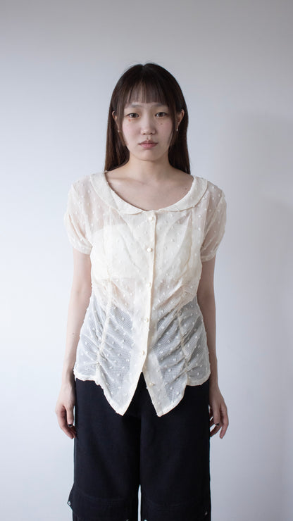 French knot sheer blouse (ivory)