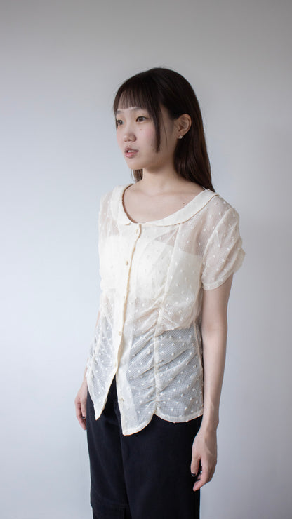 French knot sheer blouse (ivory)