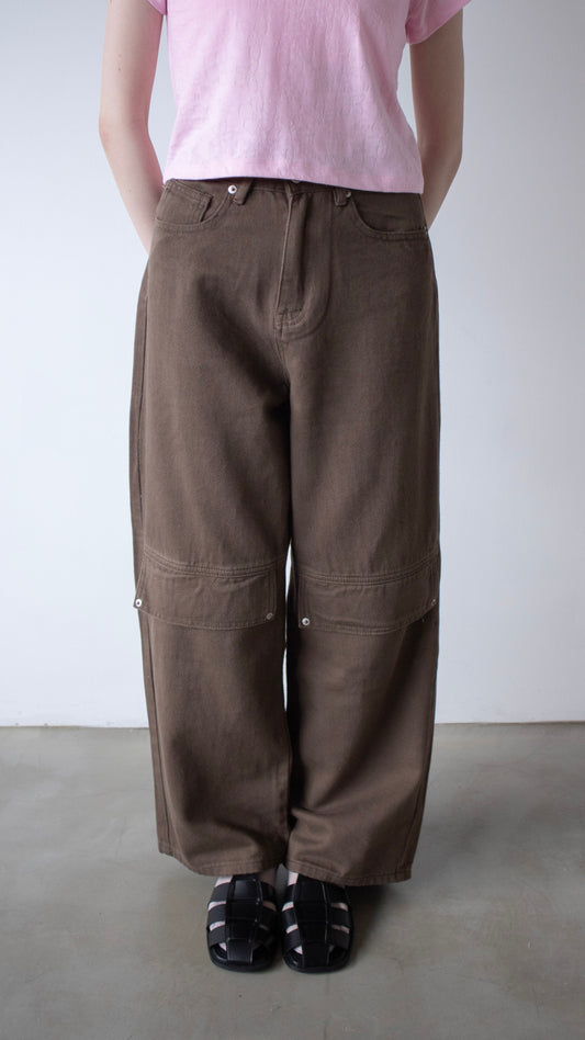 Cotton flap straight pants (brown)