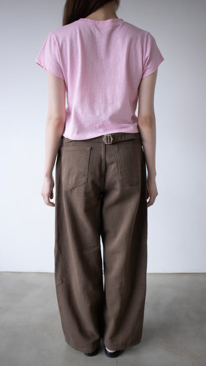 Cotton flap straight pants (brown)