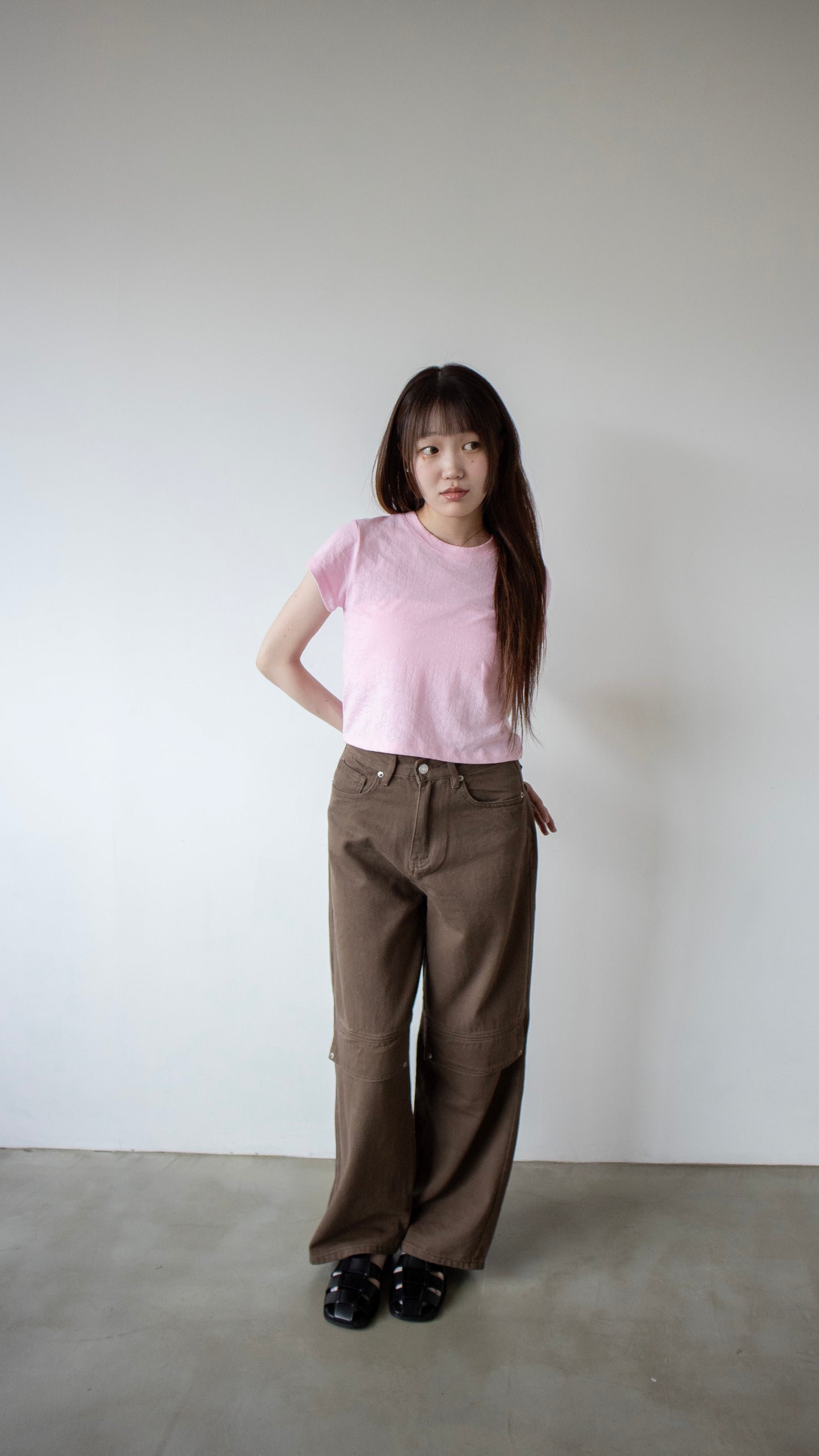 Flower eyelet t-shirt (pink)