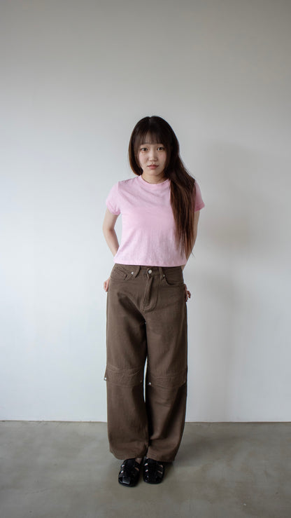 Cotton flap straight pants (brown)