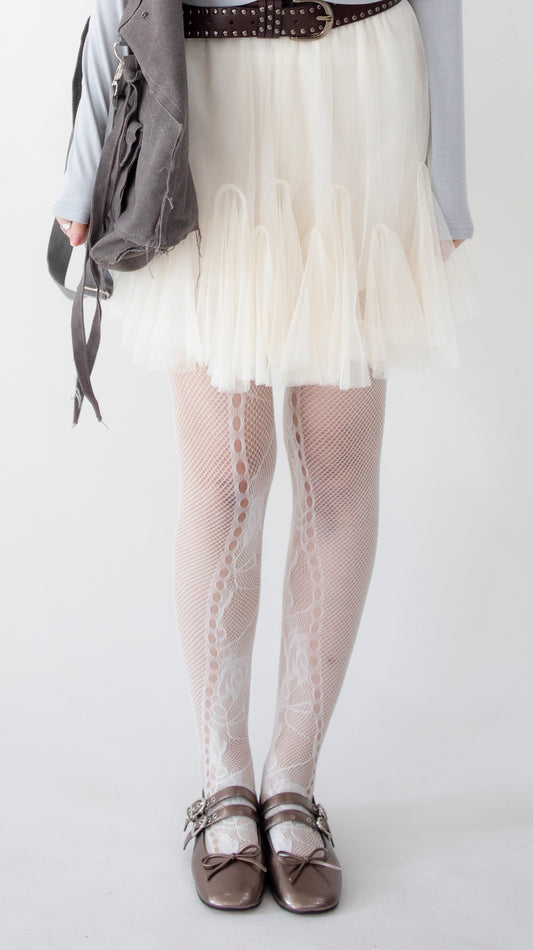 Lace flower tights (ivory)