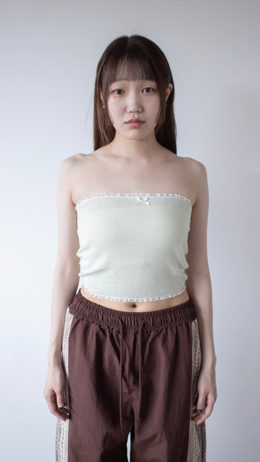 Heart eyelet tube top (mint)