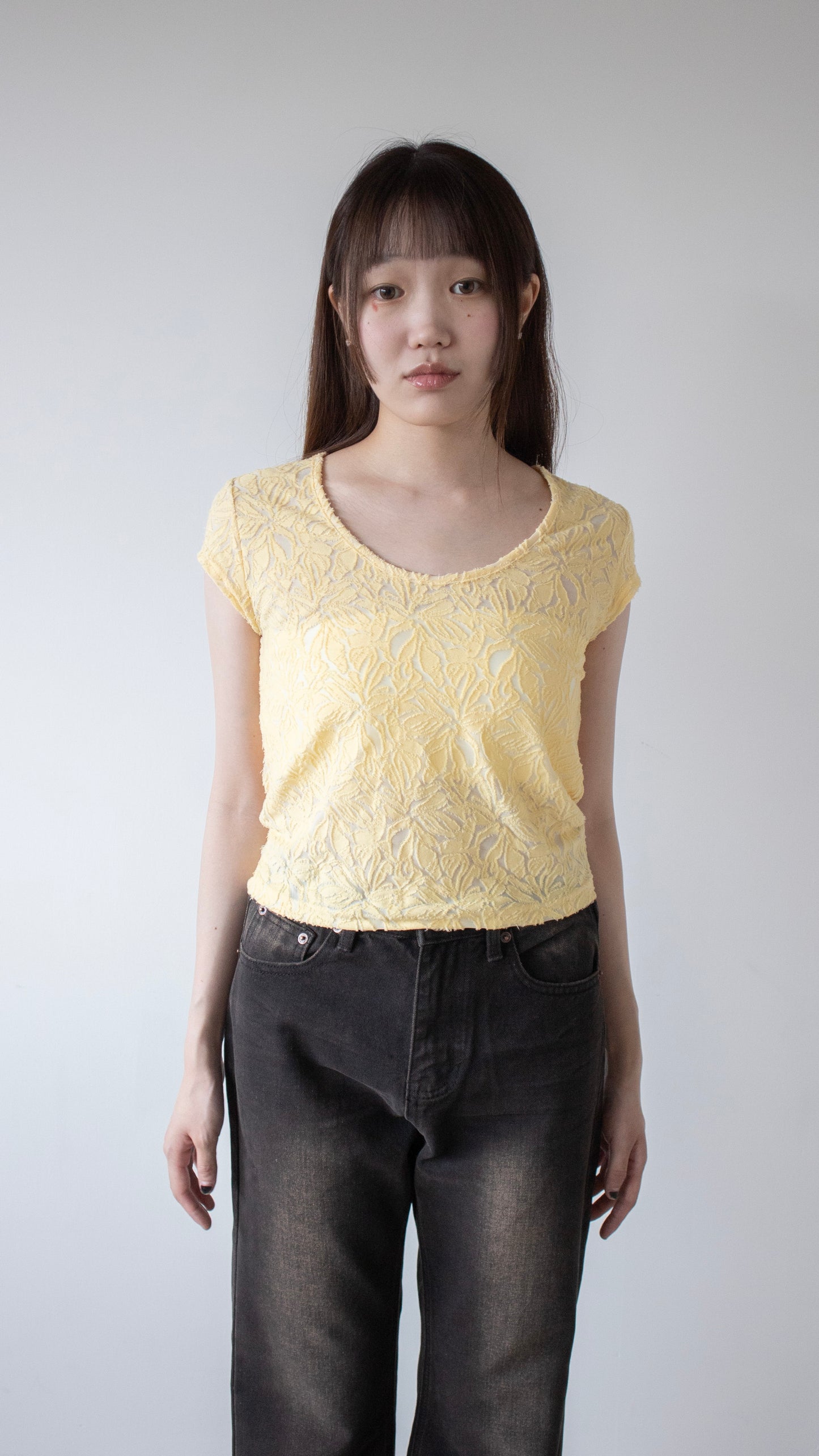 Tropical lace top (yellow)