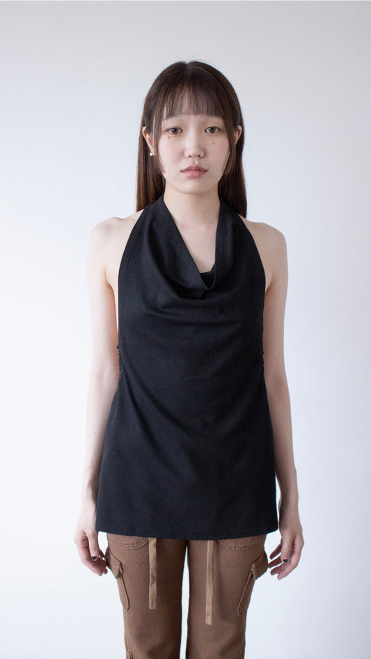 Halter long top (black)