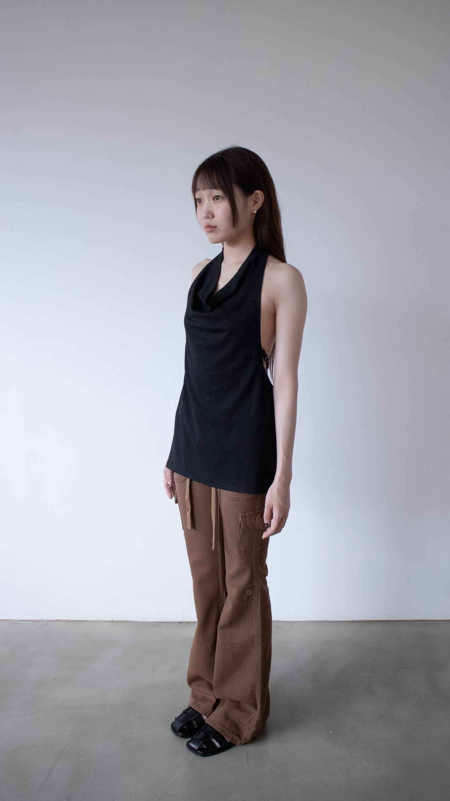 Halter long top (black)