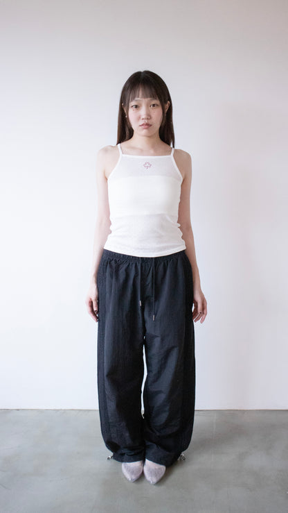 Lace nylon track pants (black)