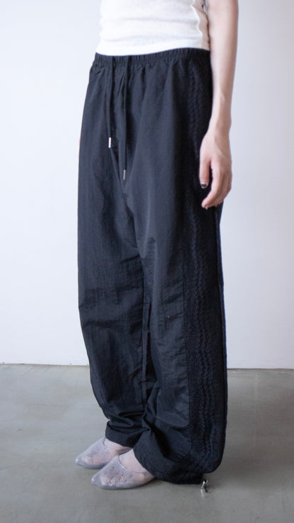 Lace nylon track pants (black)