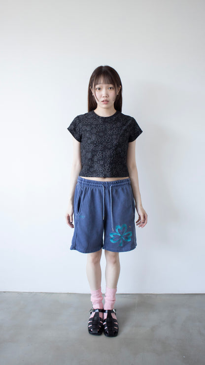 193 Clover pigment sweat shorts (navy)