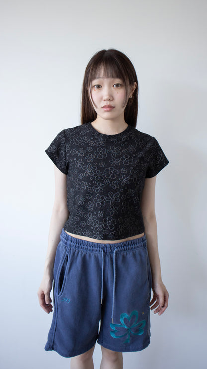 Flower eyelet t-shirt (black)