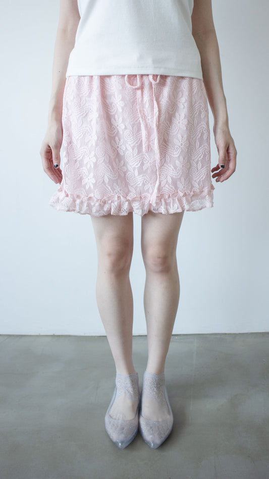 Lace string skirt (pink)