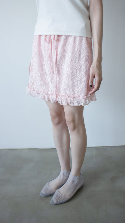 Lace string skirt (pink)