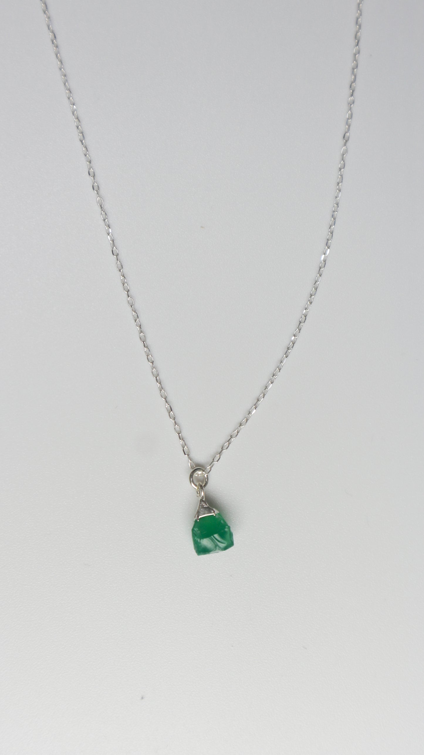 (925 silver) Green stone necklace