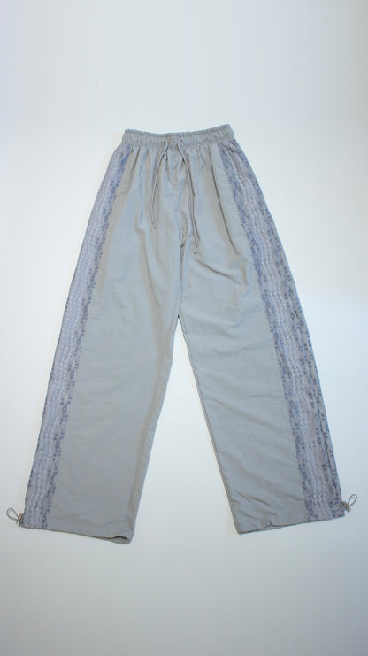 Lace nylon track pants (gray)