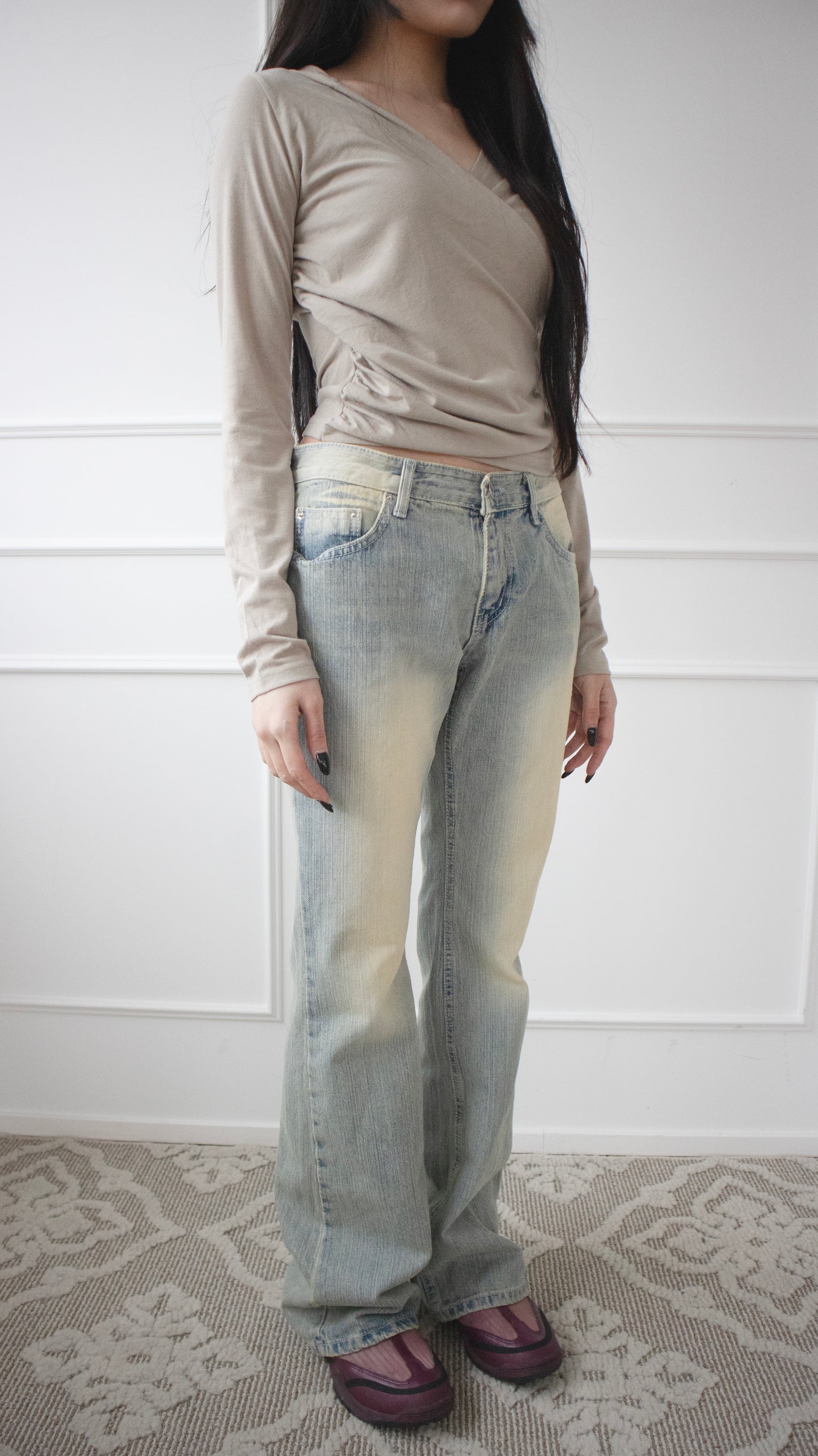 Lowrise bootcut jeans (washed blue)