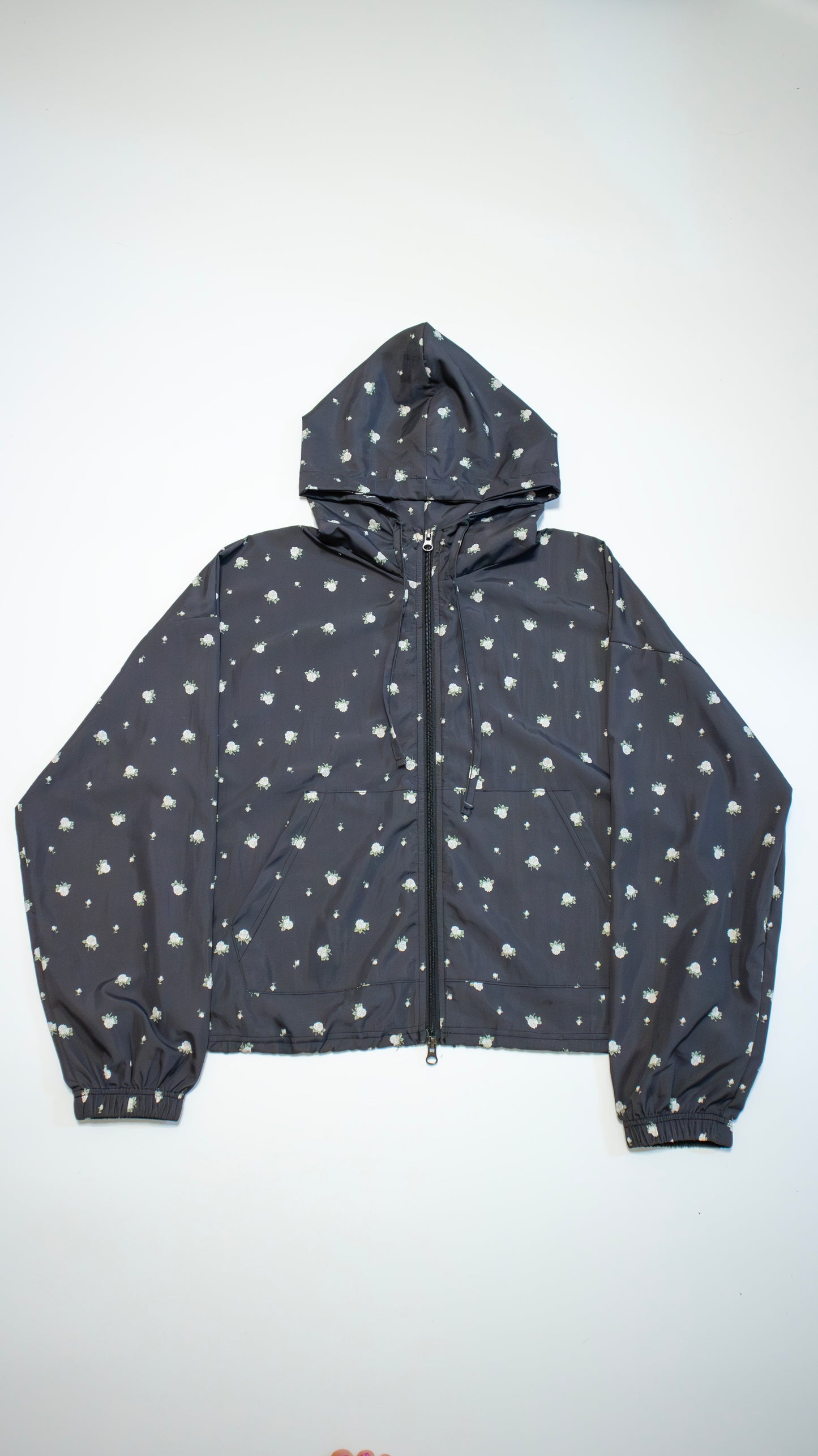 Rose zip hoodie (black)