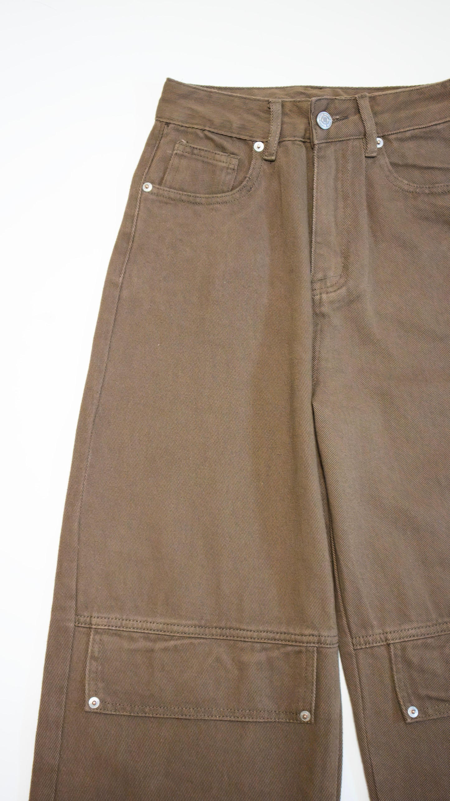 Cotton flap straight pants (brown)