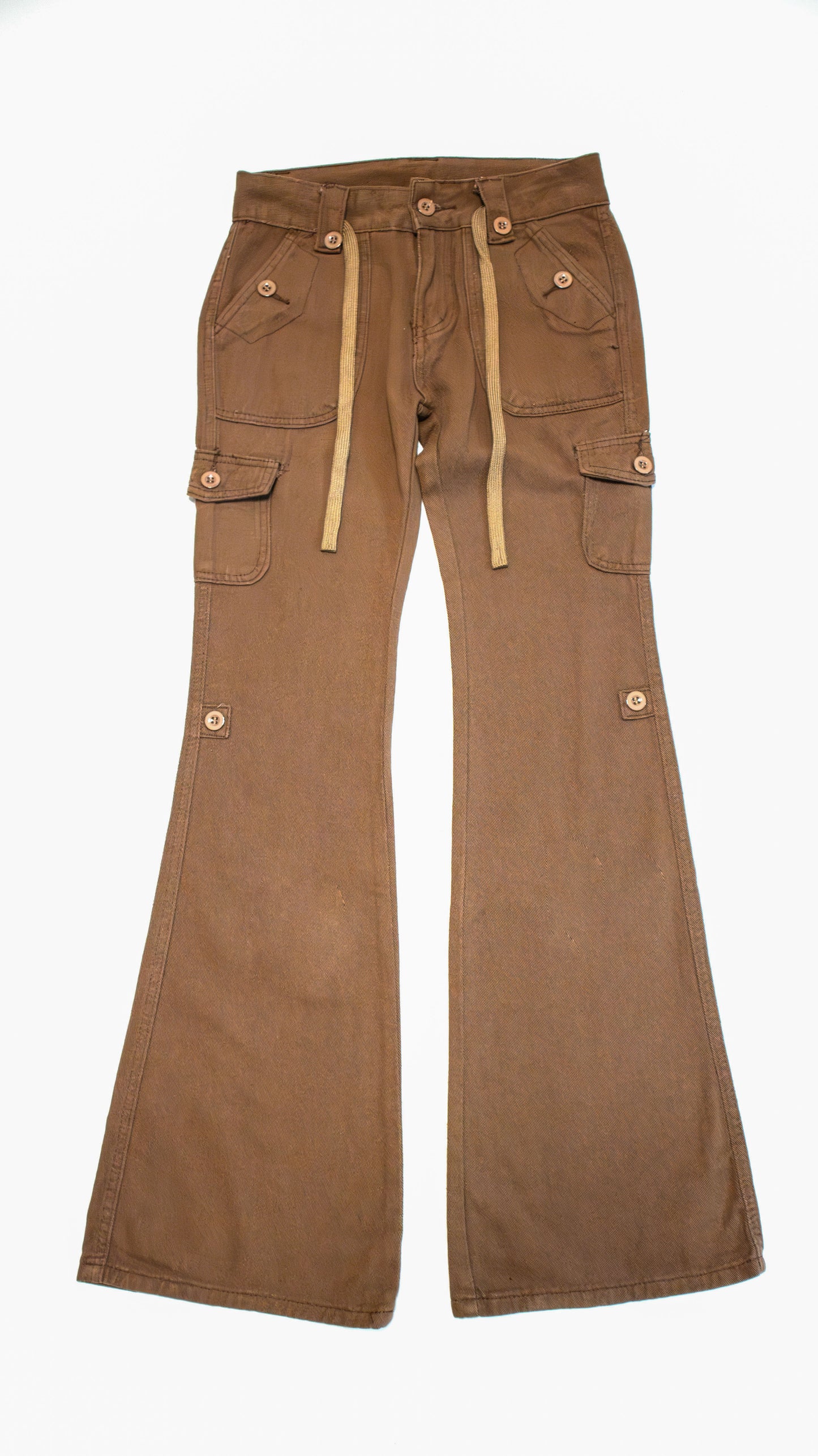 Buttoned cargo bootscut jeans (brown)