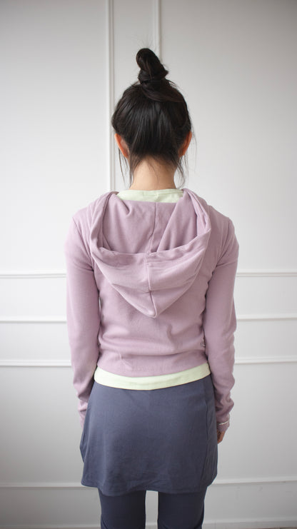 Gummy rib hoodie zip-up (dusty pink)