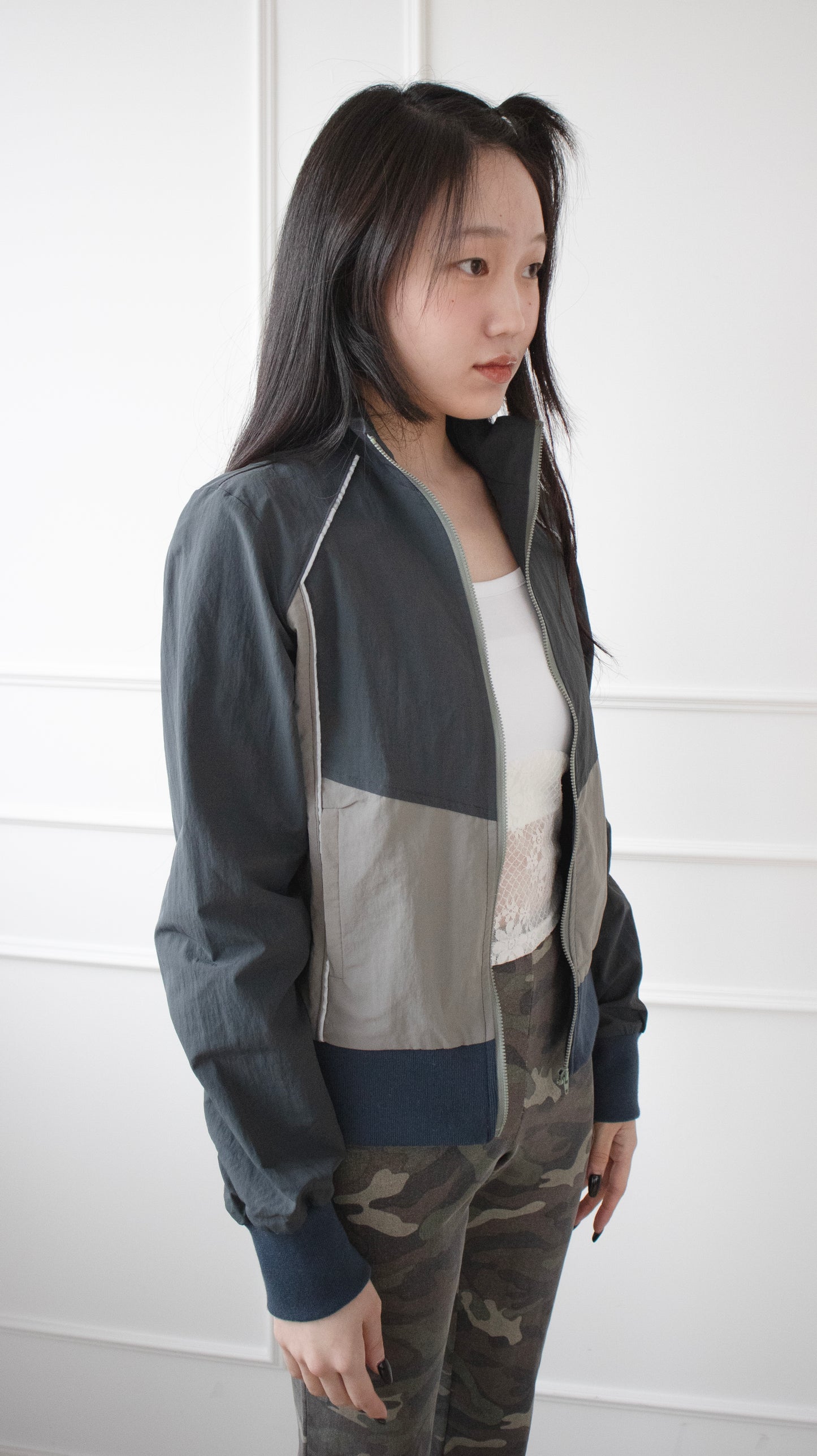 Reflective nylon blouson (dark teal)