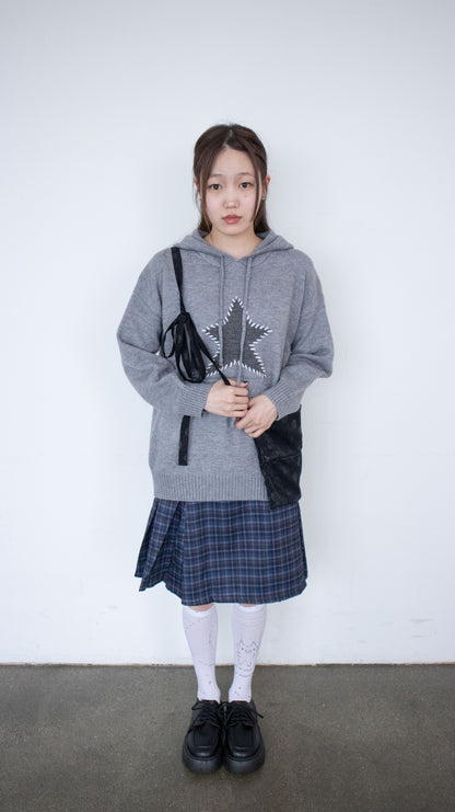 Star stitch knit hoodie