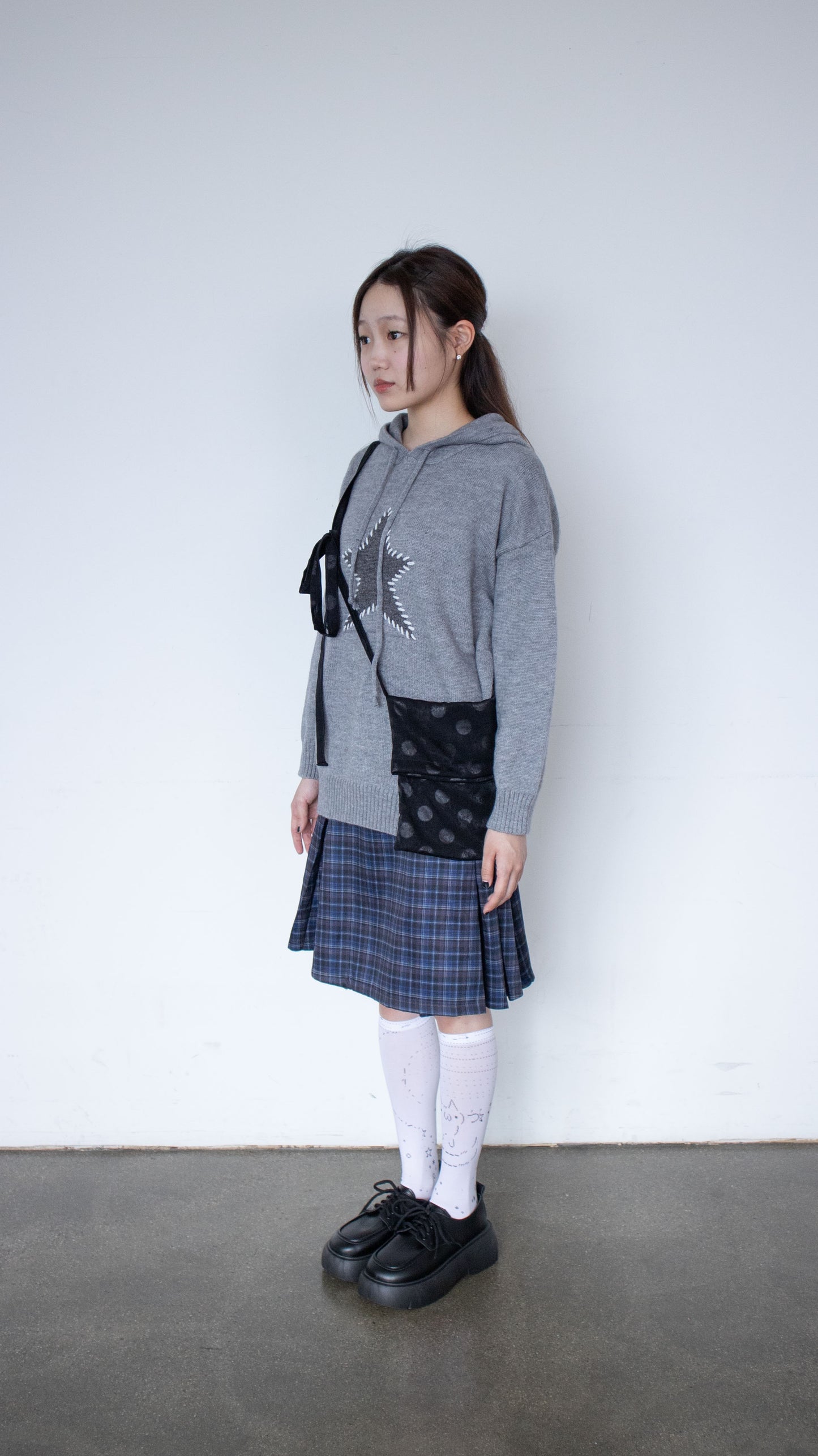 Star stitch knit hoodie