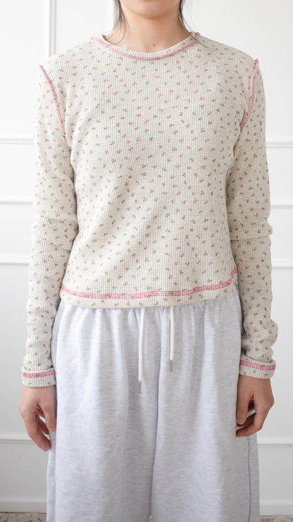 Flower waffle L/S tee (ivory)