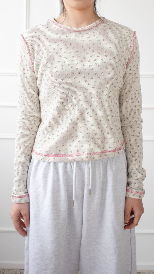 Flower waffle L/S tee (ivory)