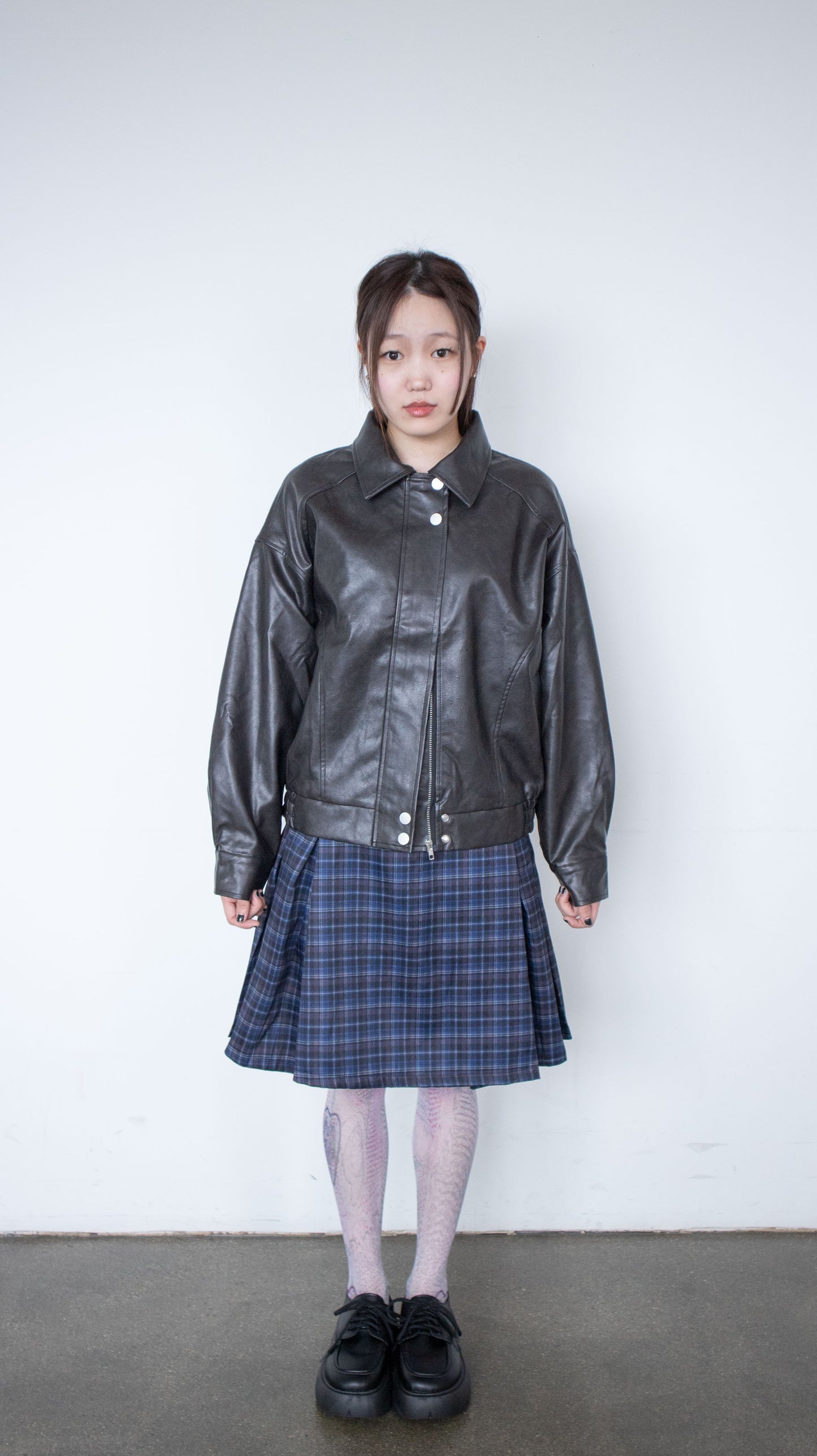 Oversize vintage leather jacket (black)