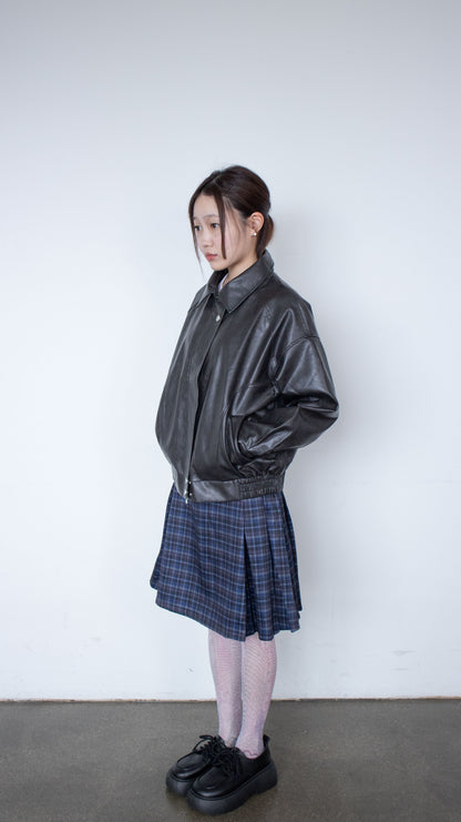 Oversize vintage leather jacket (black)