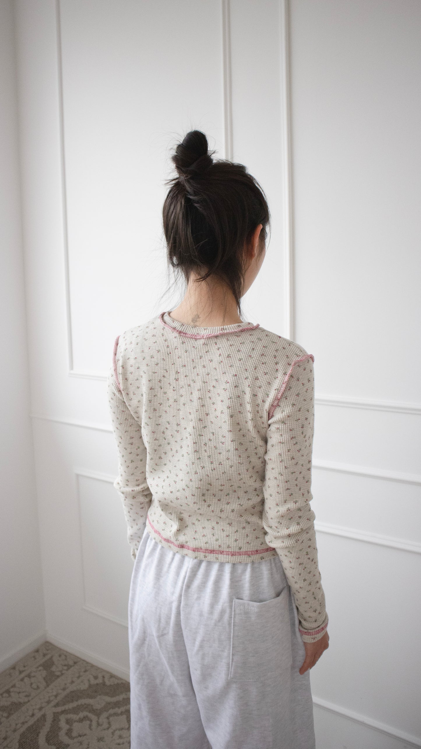 Flower waffle L/S tee (ivory)