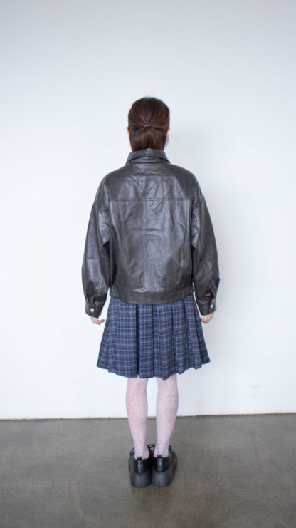 Oversize vintage leather jacket (black)