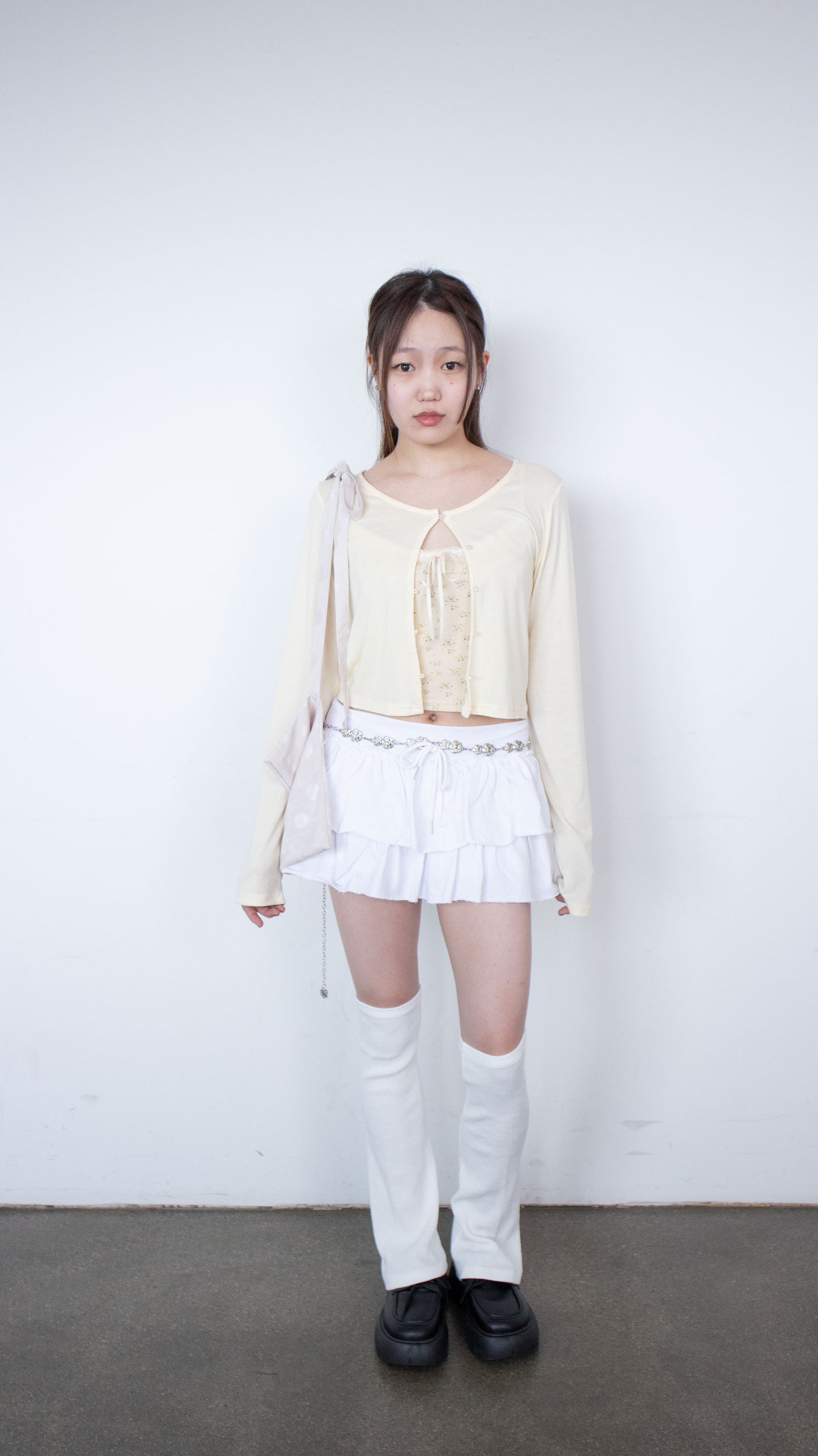 Margarine flower cardigan set (light yellow)