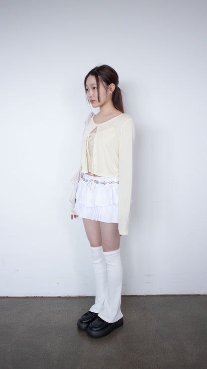 Sweat frill skirt pants (white)